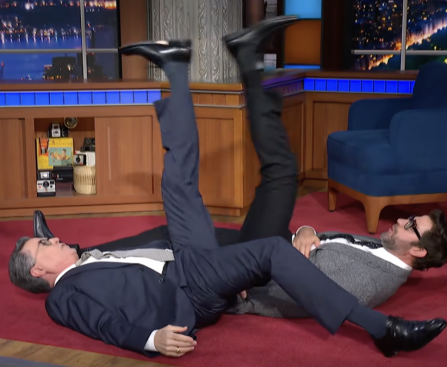 John Krasinski's Interview with Stephen Colbert Takes a Thrilling Turn