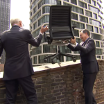 Stephen Colbert and David Letterman Hurling CBS Furniture Off the Roof is Must-See TV