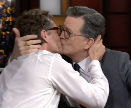 Stephen Colbert and Pedro Pascal Kiss and Drink Tequila in Chaotic Interview