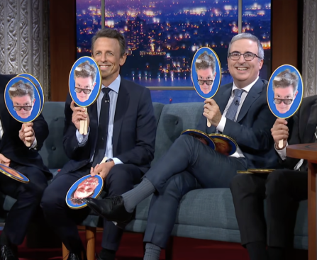 Stephen Colbert's Simultaneous Interview with Kimmel, Fallon, Meyers, and Oliver is Beautiful Chaos