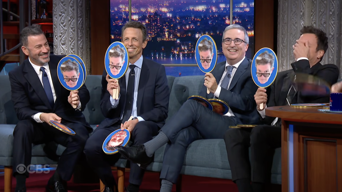 Stephen Colbert's Simultaneous Interview with Kimmel, Fallon, Meyers, and Oliver is Beautiful Chaos