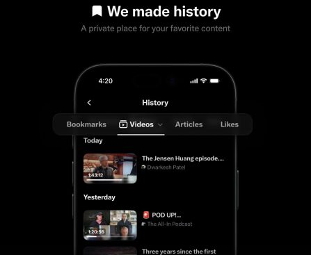 X Introduces History Tab for Bookmarks, Likes, Videos, and Articles